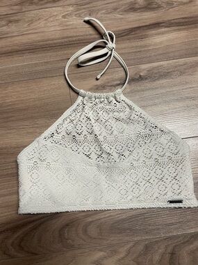 Crochet Halter Bikini Top - off White